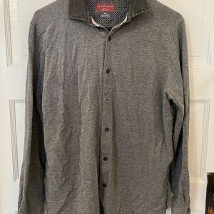 Gray Saks Fifth Avenue Trim Fit Long Sleeve Button Up Shirt, Mens M
